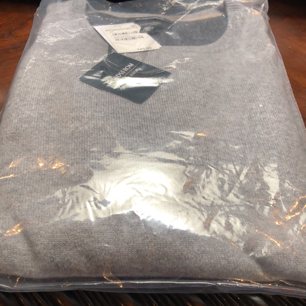 Nordstrom Cashmere Crewneck Sweater, Size 2XL - Grey - Picture 6 of 9